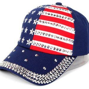 PATRIOTIC BASEBALL CAP WITH ADJ STRAPS/VISOR HAT